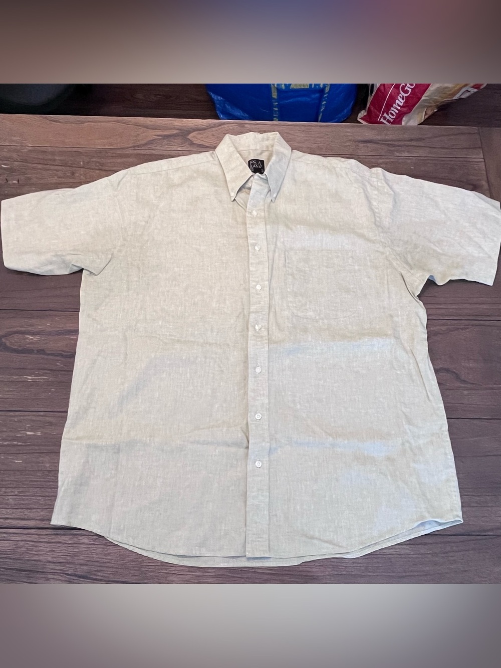 Jos. A. Banks Travelers Collection Linen Button Down Shirt Mens XL Pale Green